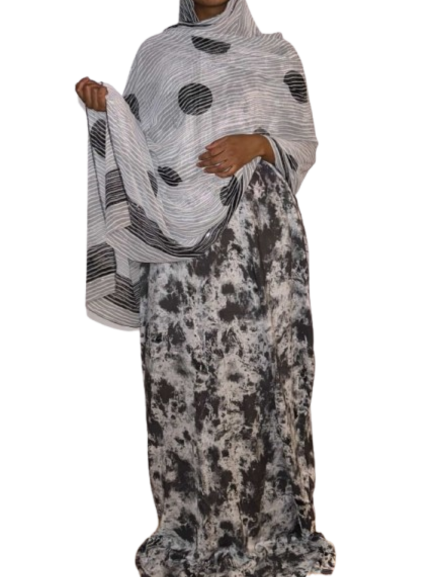 Printed Baati set with chiffon hijab