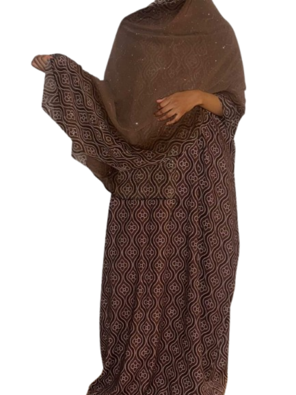 Printed Baati set with chiffon hijab