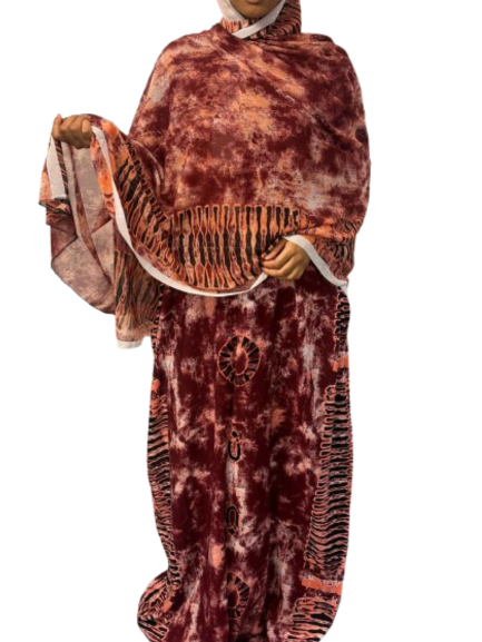 Printed Baati set with chiffon hijab