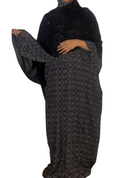 Printed Baati set with chiffon hijab