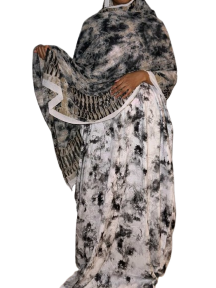 Printed Baati set with chiffon hijab