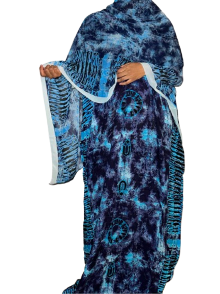 Printed Baati set with chiffon hijab
