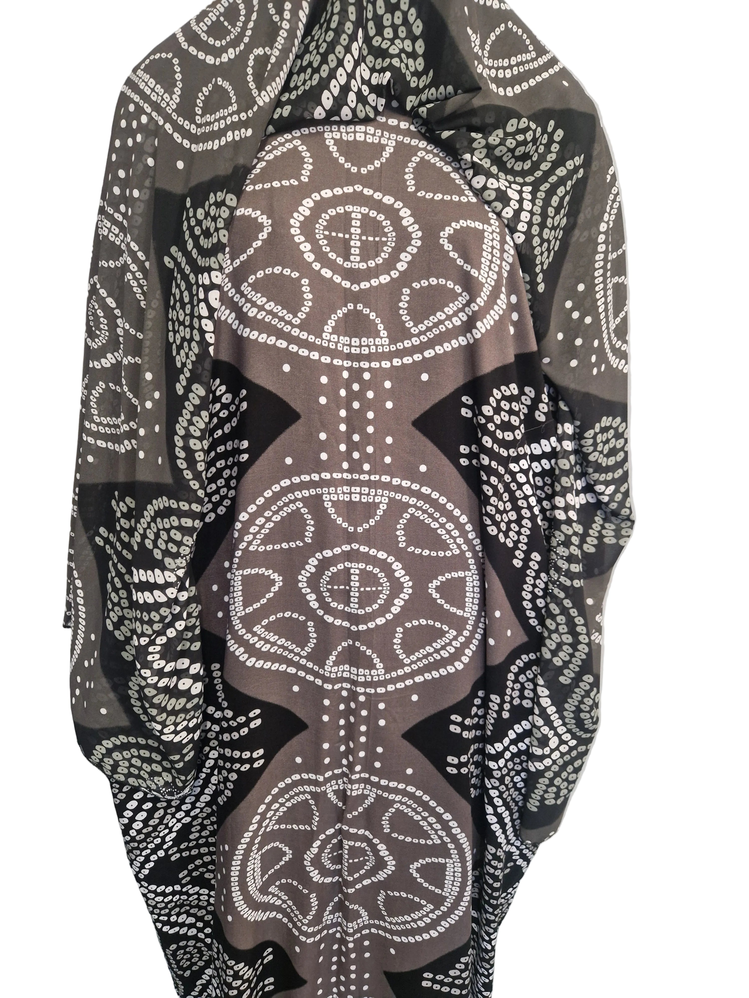 Printed Baati set with chiffon hijab.