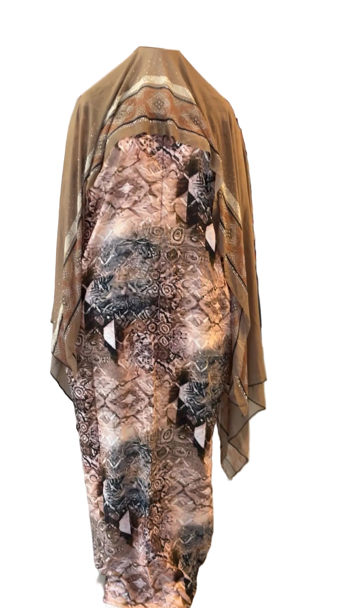 Printed Baati set with chiffon hijab