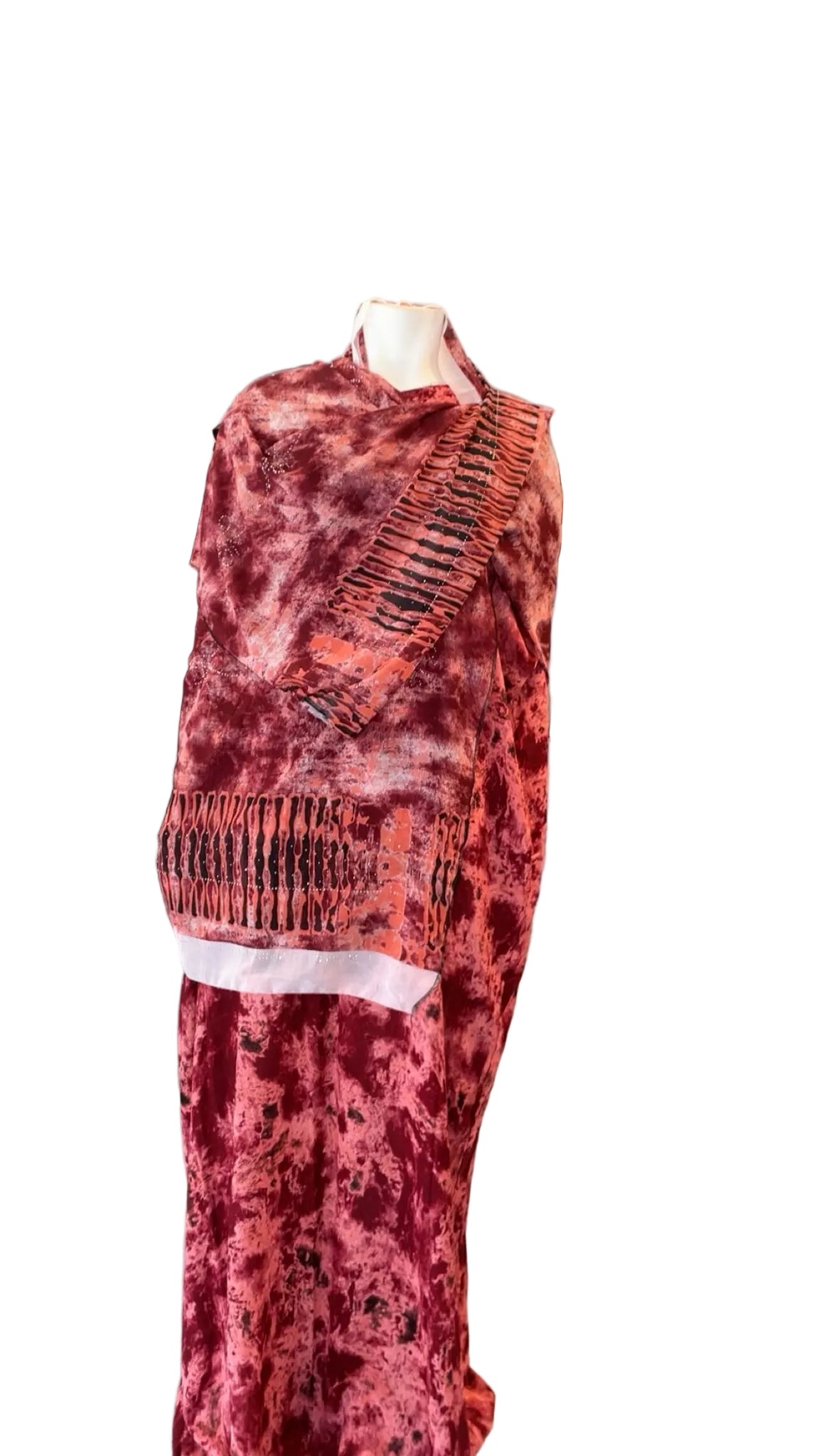 Printed Baati set with chiffon hijab