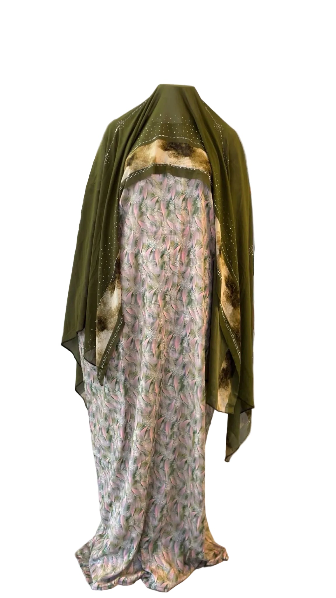 Printed Baati set with chiffon hijab