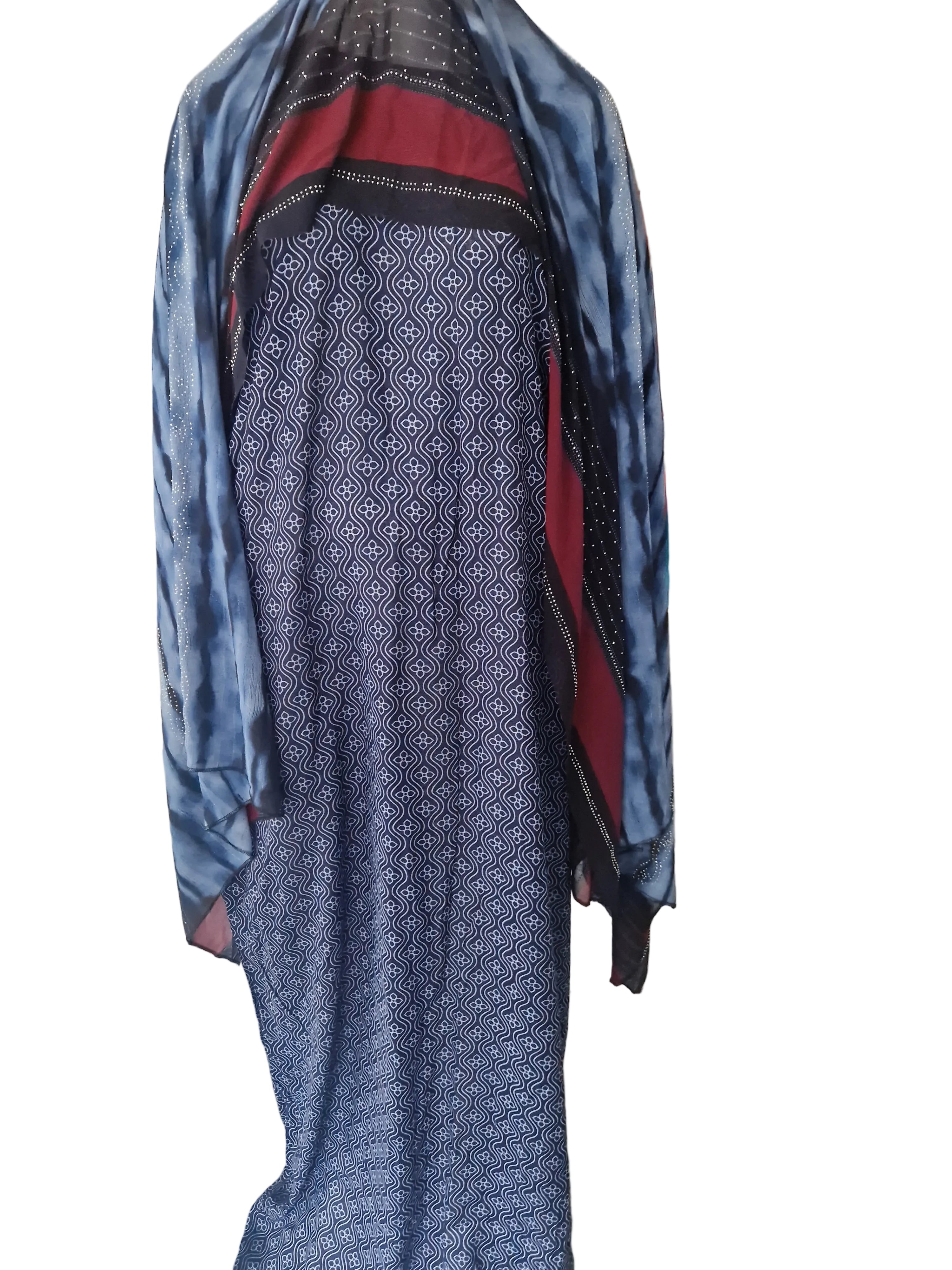 Printed Baati set with chiffon hijab