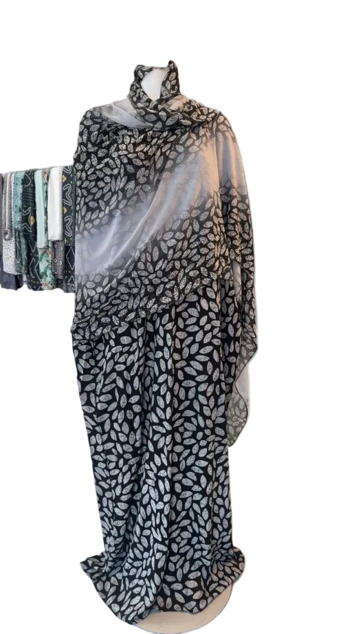 Printed Baati set with chiffon hijab
