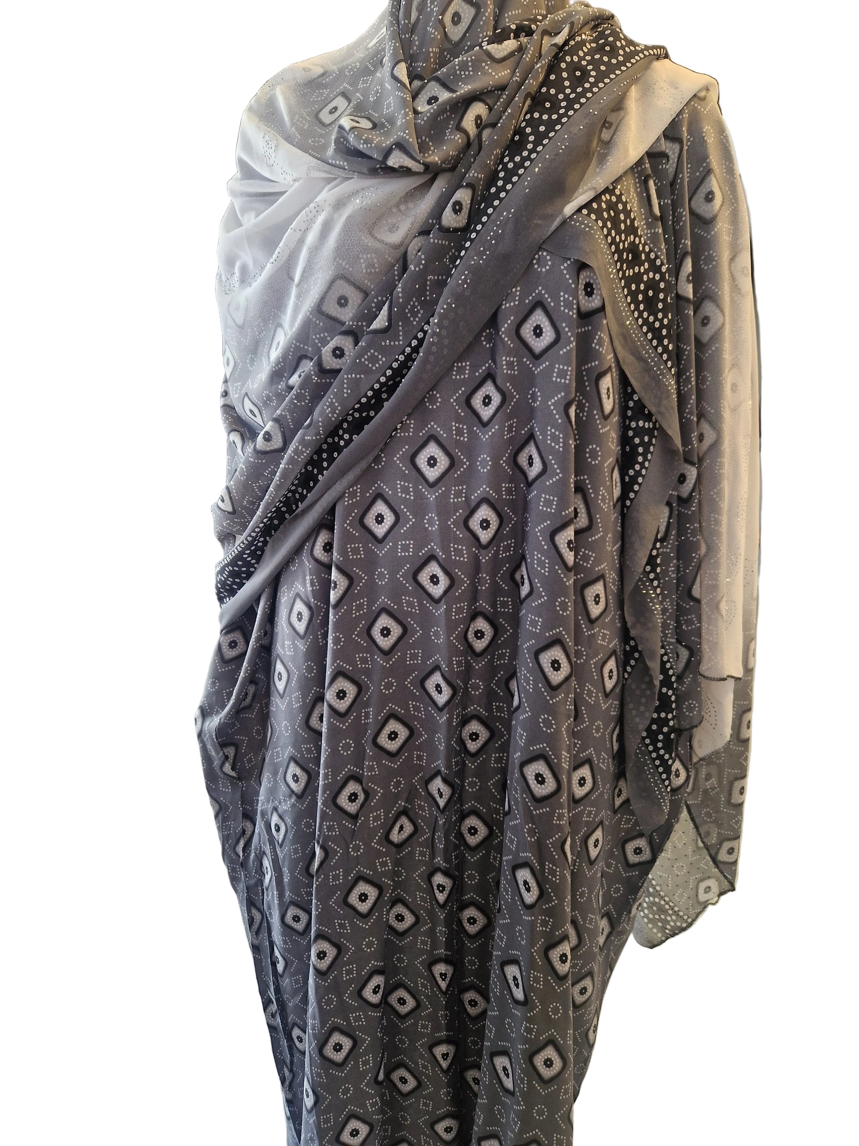 Printed Baati set with chiffon hijab