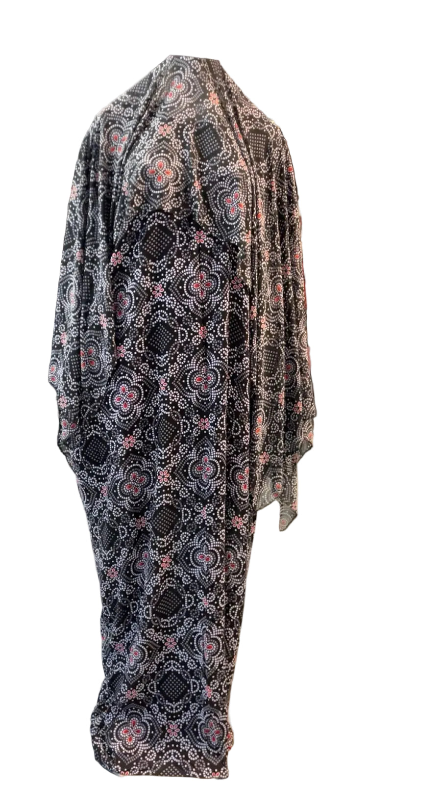 Printed Baati set with chiffon hijab.