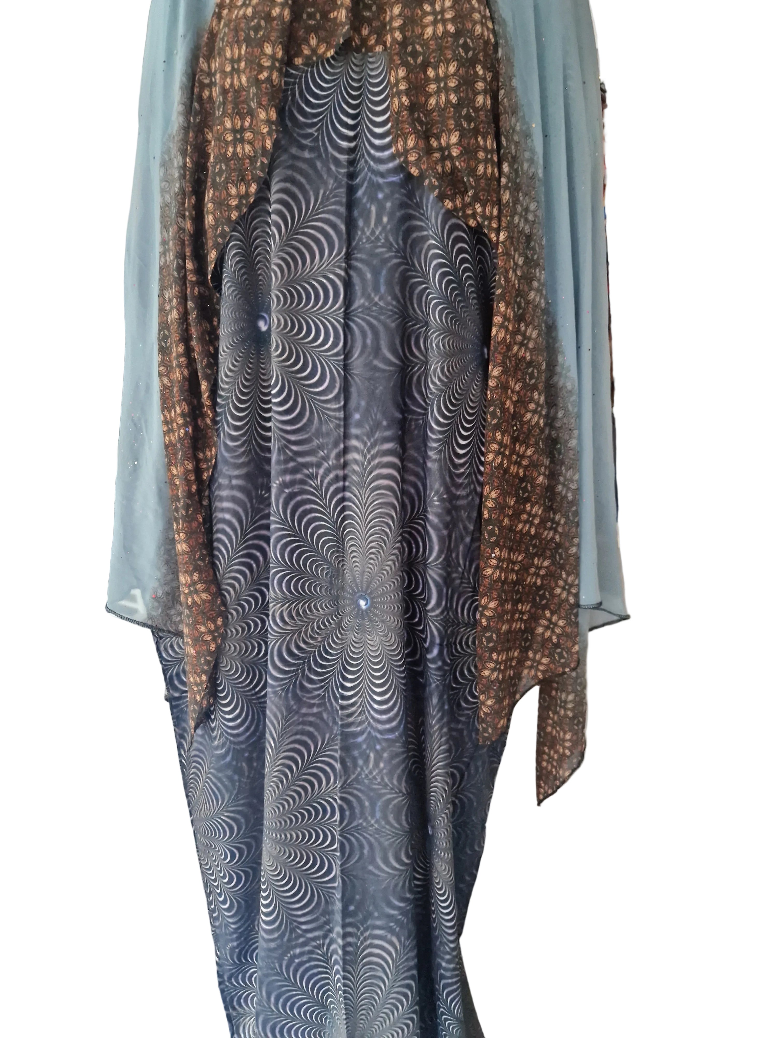 Printed Baati set with chiffon hijab