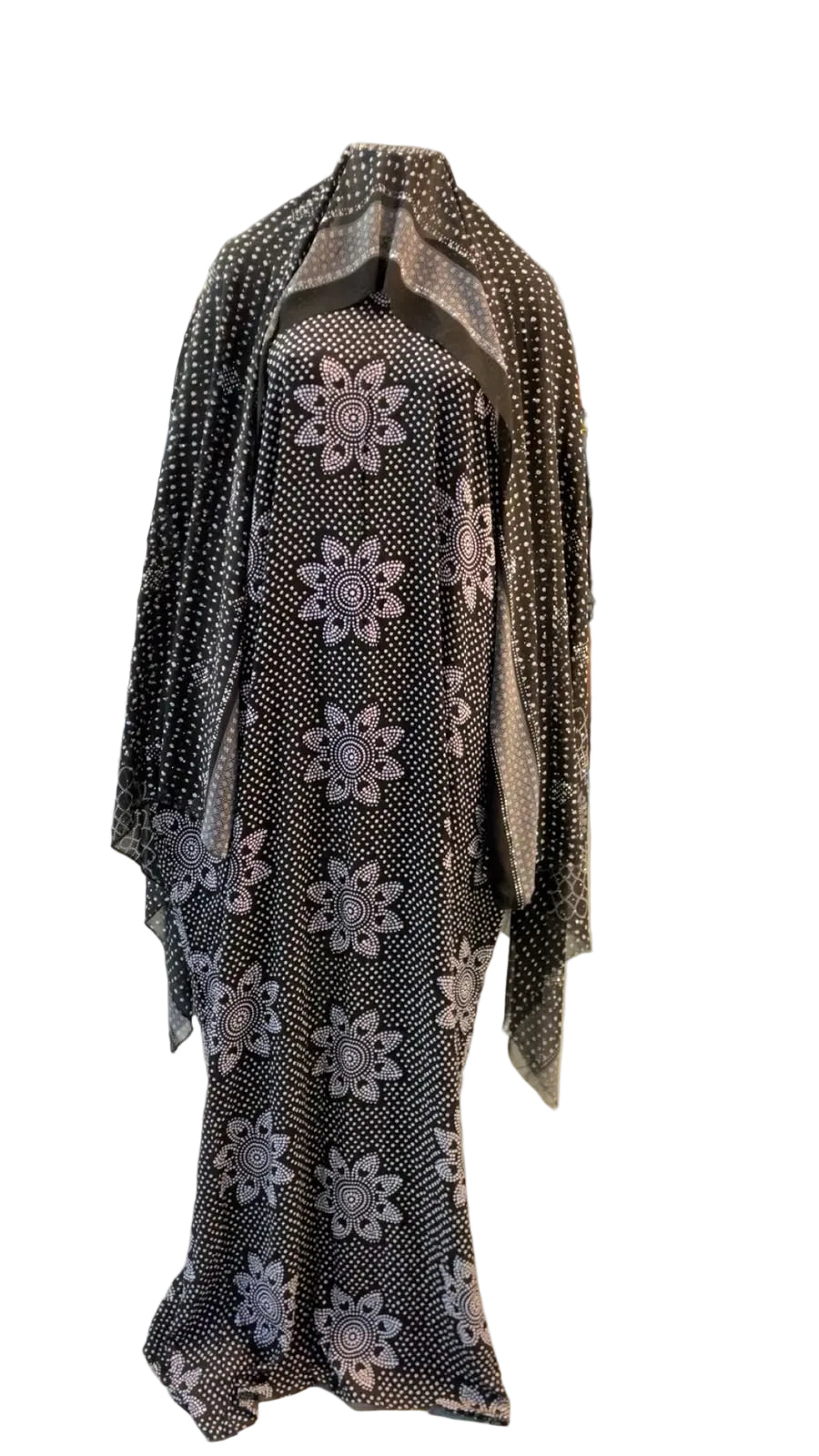 Printed Baati set with chiffon hijab