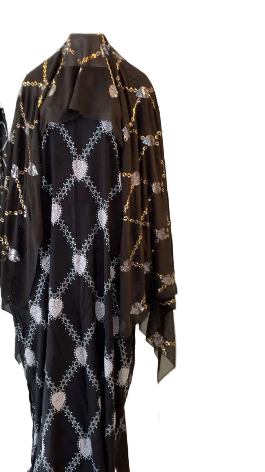 Printed Baati set with chiffon hijab