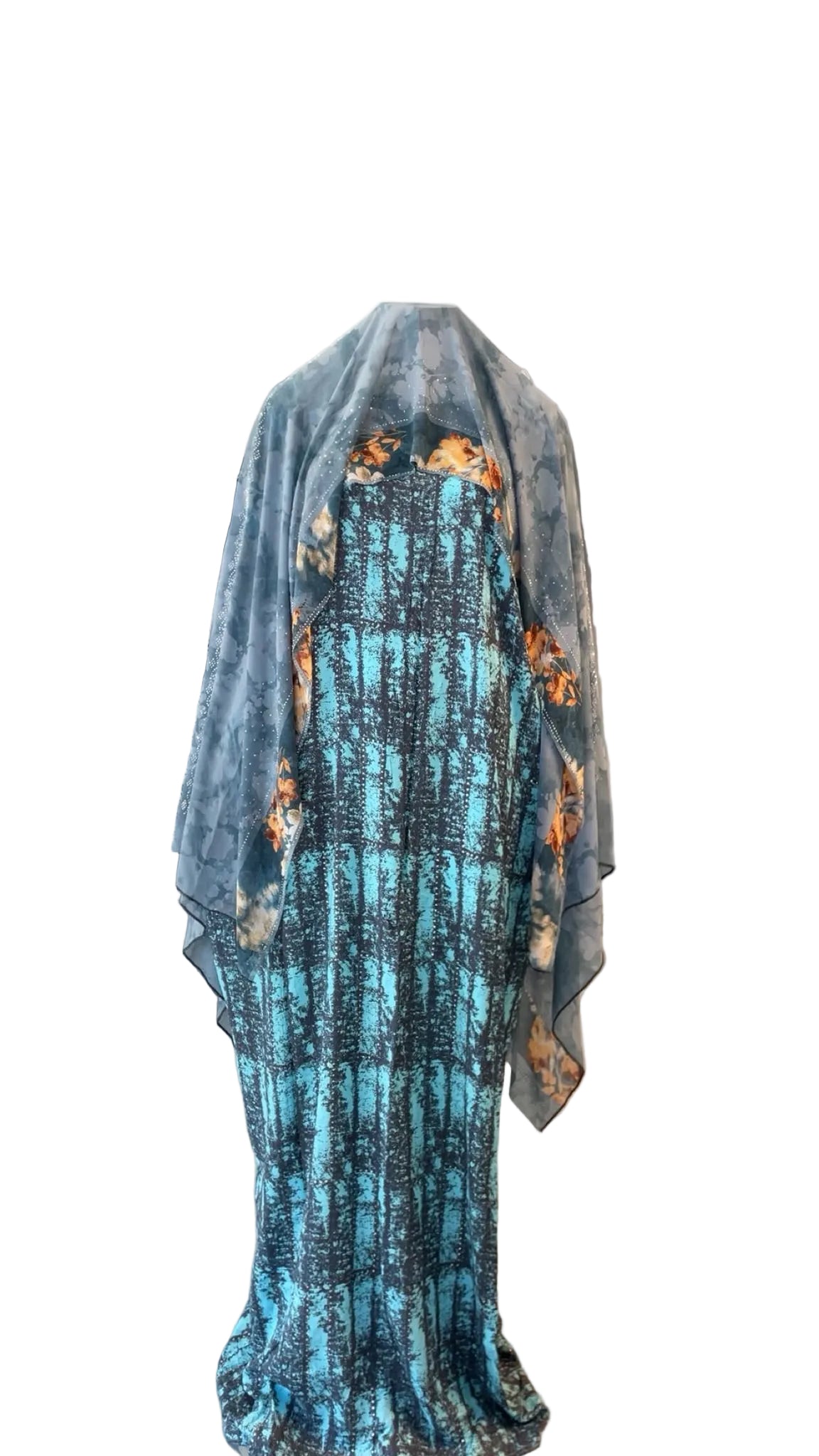 Printed Baati set with chiffon hijab