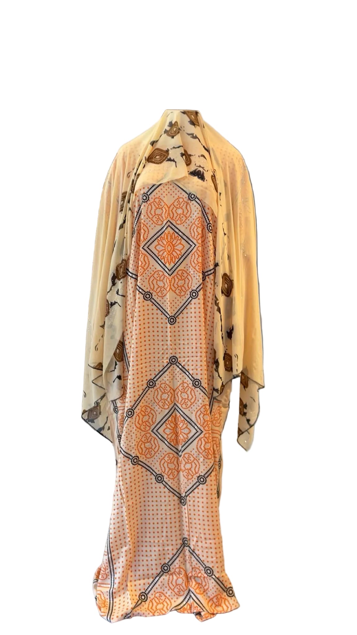 Printed Baati set with chiffon hijab