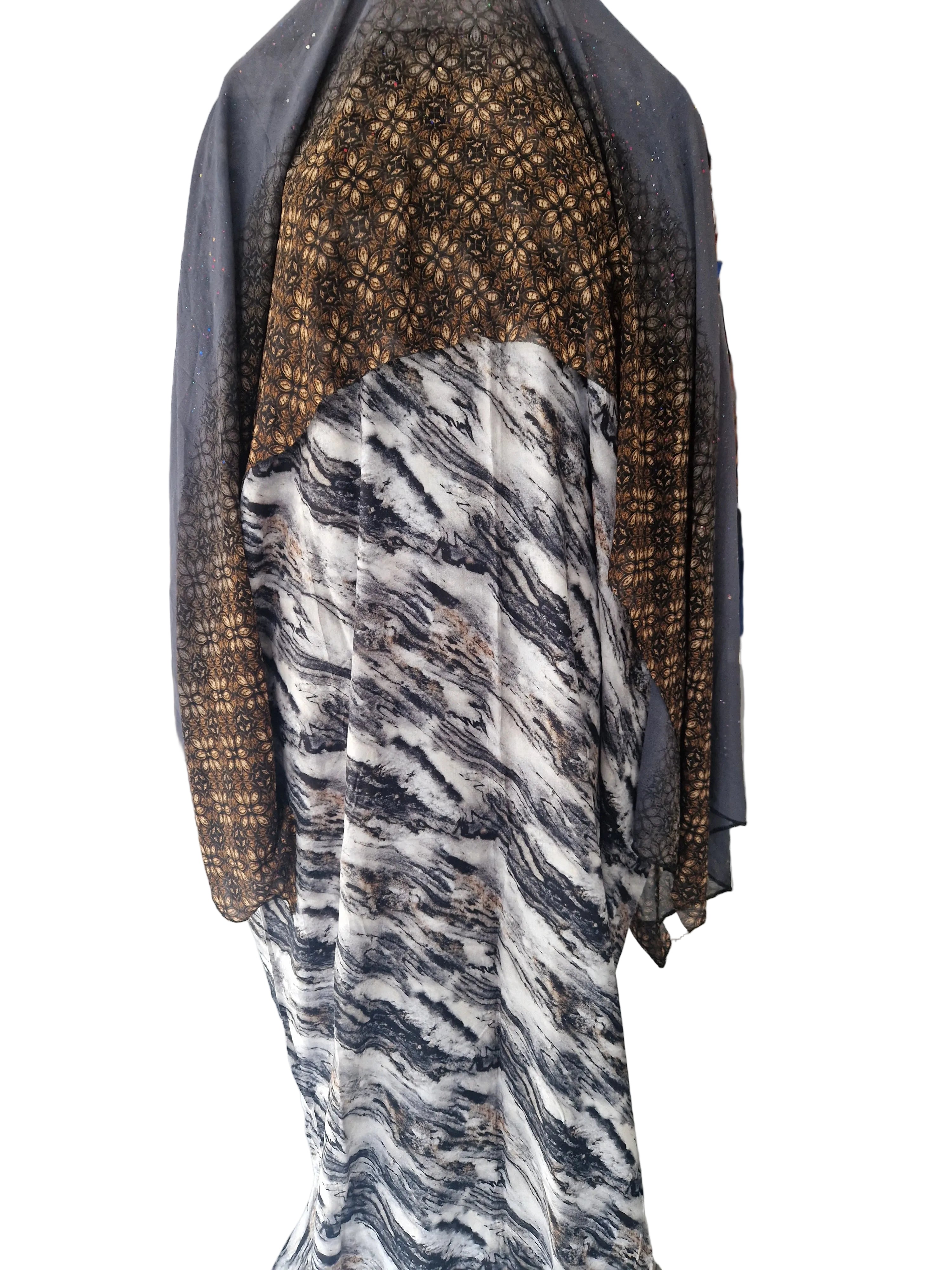 Printed Baati set with chiffon hijab